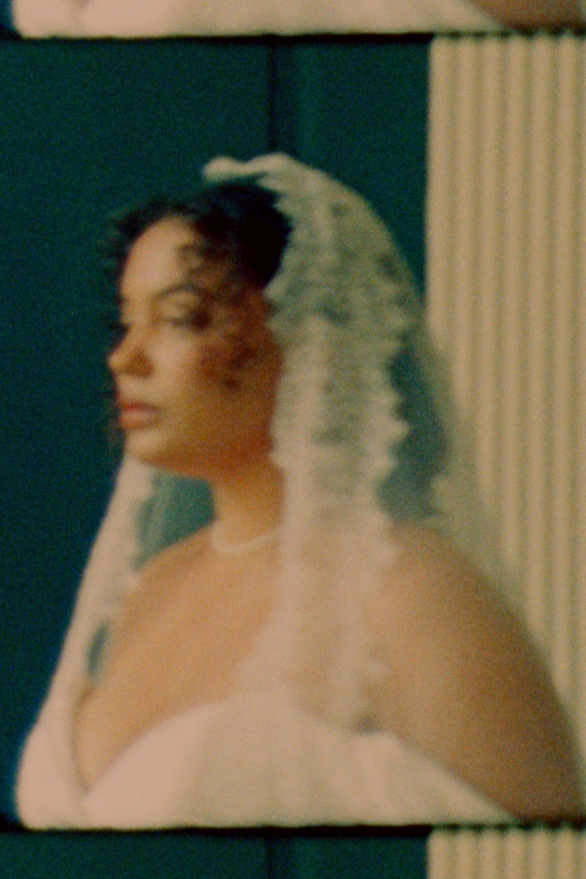 A bride in her veil, on Super 8 film
